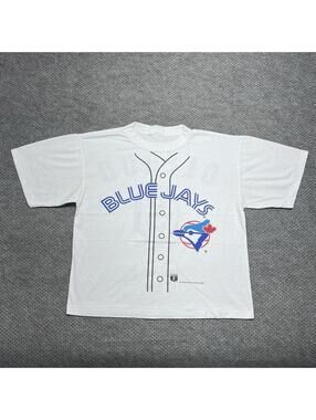 Vintage 1994 Toronto Blue Jays Baseball T-Shirt Medium Cropped RARE MENS WHITE